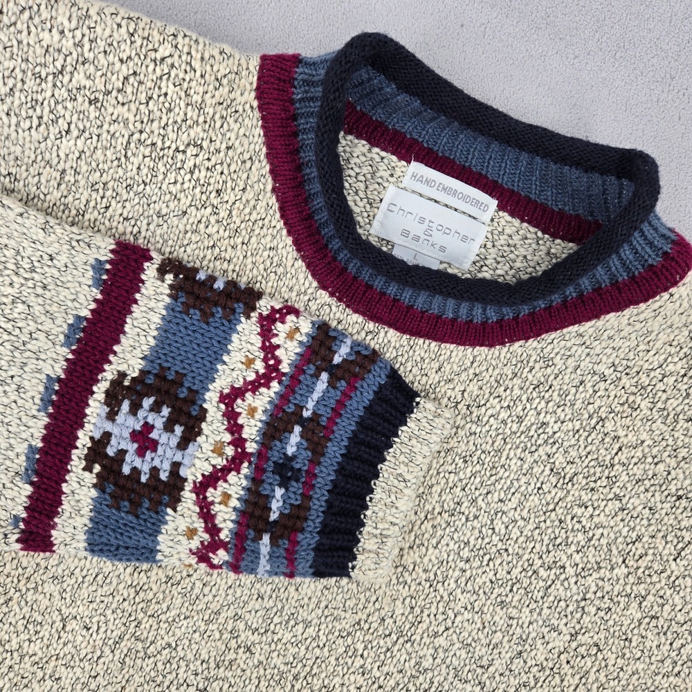 Christopher Banksโ Vintage NEW LARGE Womens Hand Embroidered Rolled Neck Sweater